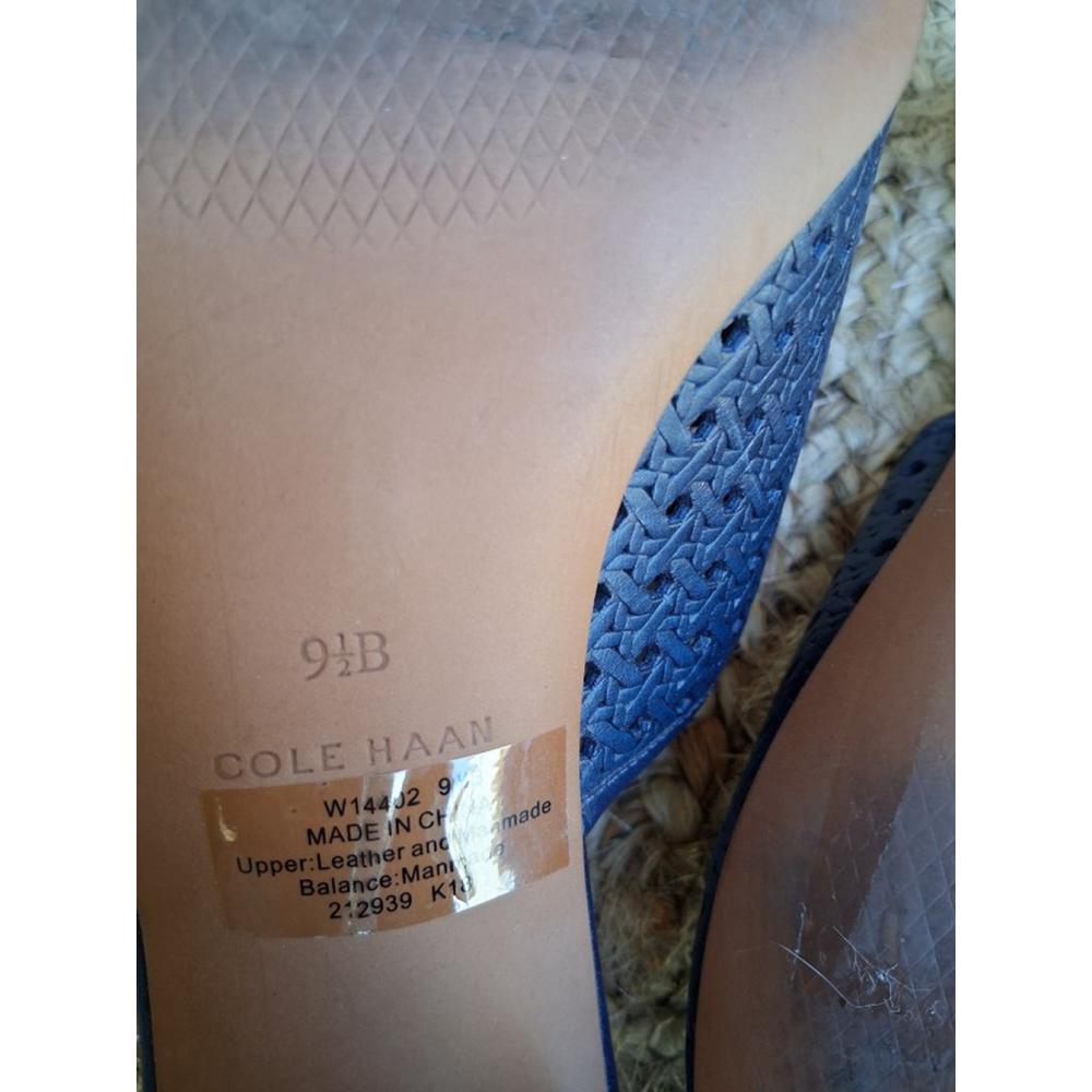 COLE HAAN Daina Open Toe Leather Mules Clogs Sandals Marine Blue 9.5 Boho - Picture 11 of 16